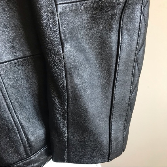 VINTAGE Pamela McCoy genuine black leather biker jacket size MP - Picture 8 of 16